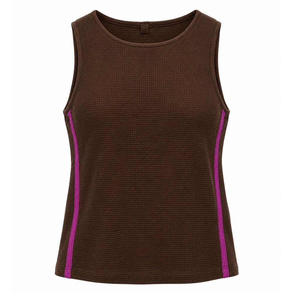 Damson Madder Trina Waffle Tank Brown Purple Button Back US 12 NWT